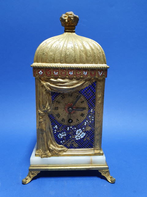 190202018 cloisonne bronze clock