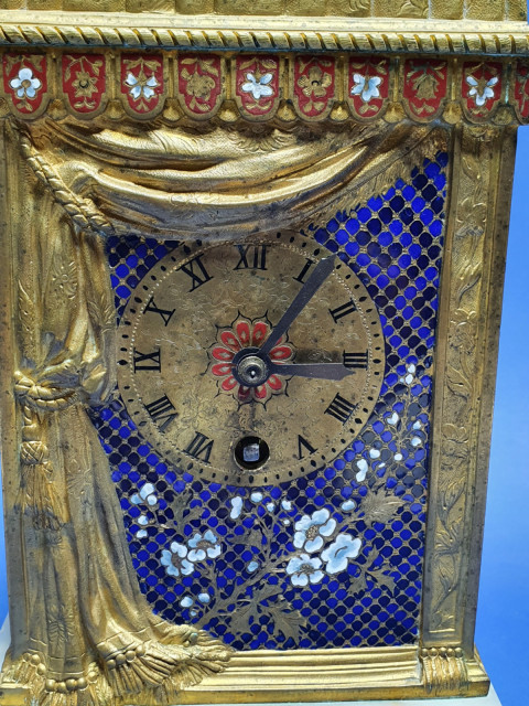 190202018 cloisonne bronze clock